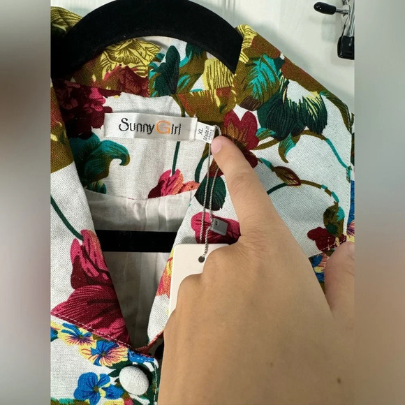 SunnyGirl Mod Floral Button Collared Fit & Flare Dress Linen Blend Size X-Large - Picture 5 of 11